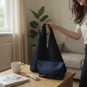 Elegant Midnight Blue Shoulder Bag Set